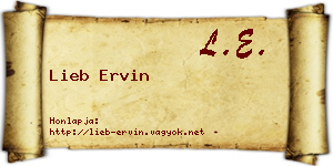 Lieb Ervin névjegykártya